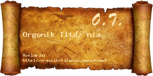 Orgonik Titánia névjegykártya